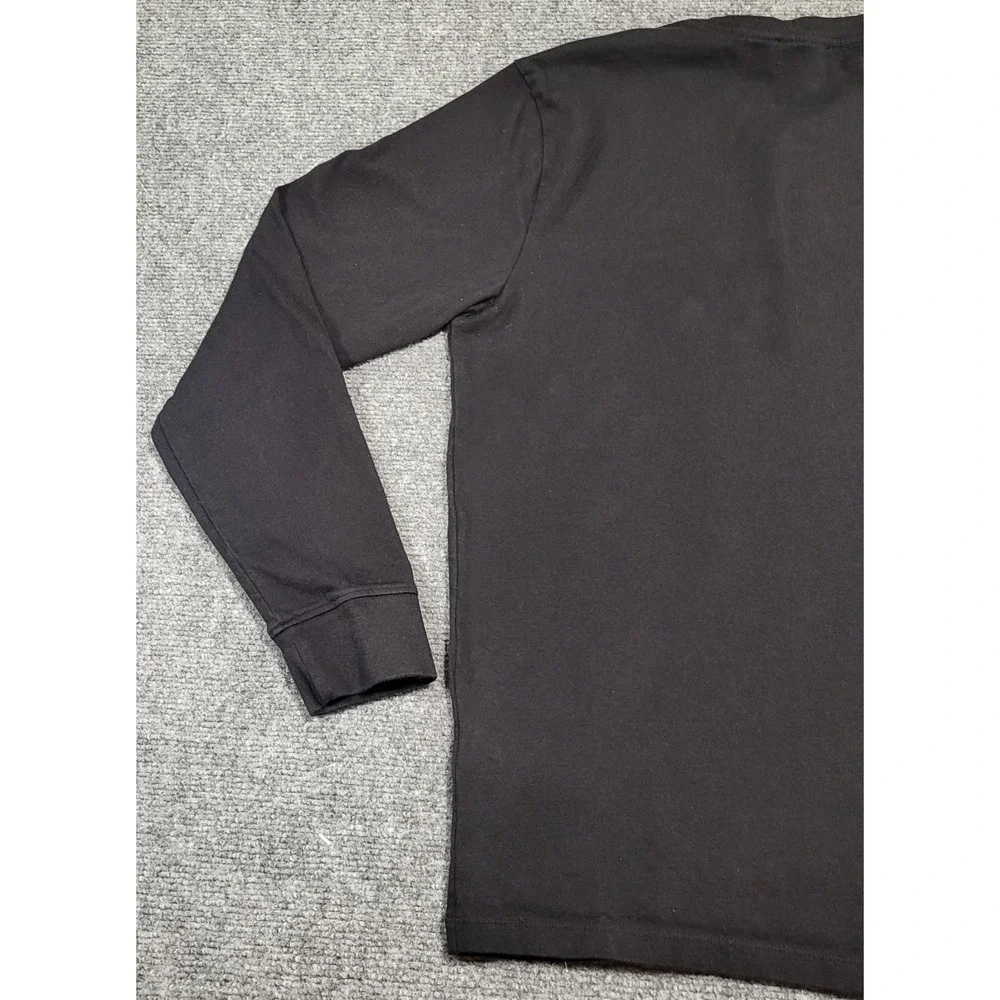 True Religion Men's Branded Henley Long Sleeve Black T-Shirt Size Large